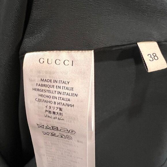 GUCCI 2017 BLACK CREPE PLEATED SILK BOW A-LINE DRESS - Picture 11 of 12